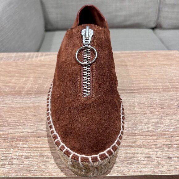 Alexander Wang Rich Brown Suede Devon Espadrille Platform Sneakers Zip Front 8 - Picture 10 of 16